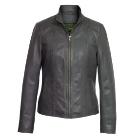 May: Women's Grey Leather Jacket